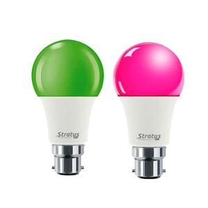 9 Watt Combo LED Light Bulb B22 Holder Colorful Decoration Multicolor Led Bright Light (Pink & Green)