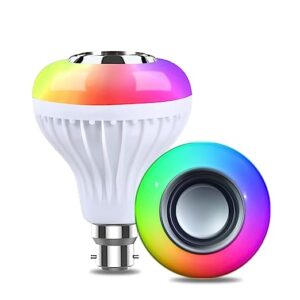 Stratus LED 12W Bluetooth Speaker Music Bulb Light with Remote Control Led Bulb with Bulb B22 RGB Light Ball Bulb Colorful for Home, Bedroom, Living Room, Decoration